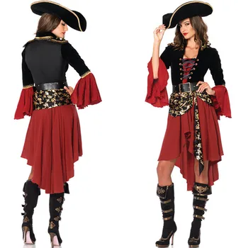 Ataullah de sex Feminin Piratii din Caraibe Căpitanul Costum Halloween Joc de Rol Cosplay Costum Medoeval Gotic Femeie Fantezie Rochie DW004
