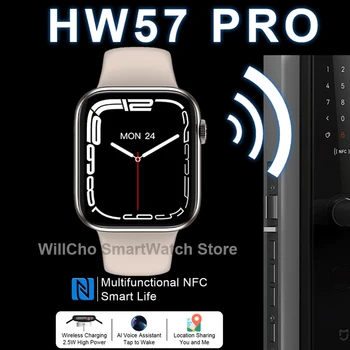 HW57 Pro SmartWatch Oameni de Taxa radio Vocea Asistent cod QR Alipay BT Call Ceas Pentru Femei NFC Smart Watch pk w27pro hw37pro