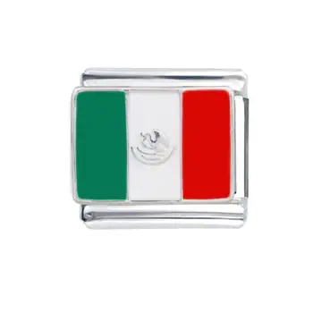 En-gros din Oțel Inoxidabil Composable bijuterii 9mm naționale Mexic, țara de pavilion Italian farmecul brățară de link-ul se potrivesc Zoppini