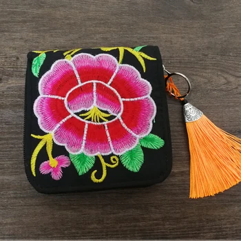 Etnice brodate saci de panza geanta femei portofele Retro card saci