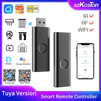 Tuya WiFi Controler de la Distanță cu RF433 IR Controler Universal pentru TV, DVD AUD de Aer Conditionat de Viață Inteligentă Funcționează cu Alexa Google