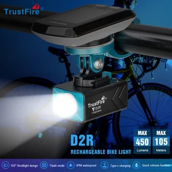 Acumulator TrustFire D2R Biciclete Față de Lumină 450LM Reîncărcabilă Față de Biciclete Lanterna Compacta cu Bicicleta Lampa Far Baterie 1600mAh