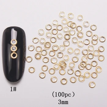 HNUIX 100 buc noi 3d nail art deco mini argintiu japonia aur aliaj tubular rivet instrumente de hardware kawaii cerc de unghii