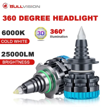 360 LED-uri Tub de Cuarț Turbo H7 LED-uri Faruri Becuri 25000LM H7 9012 9005 9006 HB3 HB4 H11, H8 LED 6000K Lumini Auto Proiector Lampa