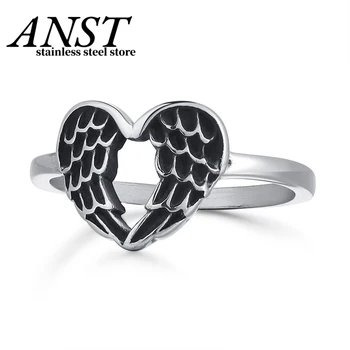 Trendy Aripa Cu Inima în Formă de Inel Creative Cuplu de Nunta 316L din Oțel Inoxidabil Personalitate Bărbați Și Femei Partid Ringjewelry