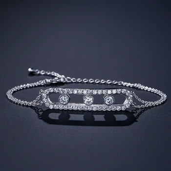 Moda de Lux White CZ Piatra de Cristal de Link-ul Lanț Brățară Reglabil Bratari pentru Femei Delicate, Elegante, Bijuterii de Nunta Cadou