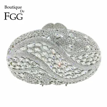 Boutique De FGG Gol Afară de Cristal de Diamant Poseta Geanta de Seara Pentru Femei de Argint Minaudiere Sac Petrecere de Nunta Ambreiaj Mireasa Geantă de mână