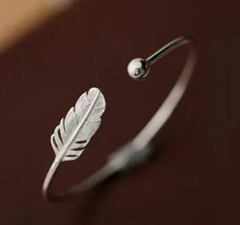 Argint Bijuterii Placate Reglabil Deschis Frunze Brățări pentru Femei 2020 Noua Moda Simplu Planta Brățări Brățări