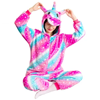 Unisex Adulti Unicorn Pijama Body-Uri De Pluș Fleece Unicorn Animal Costum De Flanel Cosplay-O Singură Bucată De Pijamale Dress Up Halloween