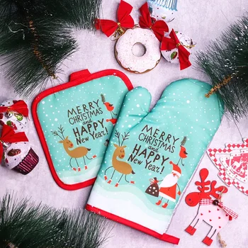 2 buc/set Crăciun Mănuși Mănuși de Cuptor Crăciun Fericit Decoratiuni Xmas Bucătărie Acasă Ornamente de Crăciun Noel Anul Nou 2023 Cadouri