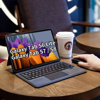 Bluetooth Wireless Keyboard Mouse Caz pentru Samsung Galaxy Tab S6 Lite cu Touchpad Tastatura pentru Galaxy Tab A8 A7 S7 S8 11 Caz