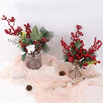 1 BUC de Crăciun Artificial Spuma Berry Buchete de Crăciun Decor Nunta DIY Coroană de flori Vaza Petrecere de Anul Nou Cutie Cadou Festiv Decor Acasă