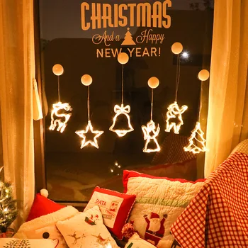 LED-uri de Crăciun de Sticlă ventuza Lampa om de Zăpadă Fereastra in Forma de Lumini Lumini Festive Lumini Decorative Pom de Crăciun Lumini