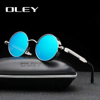 OLEY Brand Metal Rotund Steampunk ochelari de Soare Barbati de Moda pentru Femei de Culoare film punk ochelari de soare de Conducere Anti-orbire UV400 Ochelari de Y261