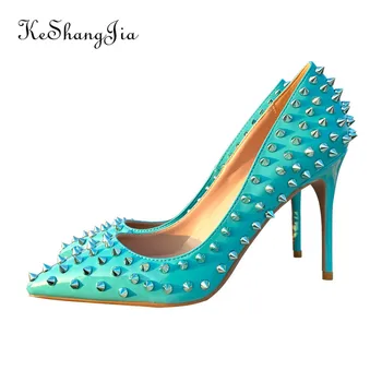Shang Ke Jia Turcoaz Pantofi Nit Cerul Albastru Luminos Lumina Bareta Sexy Cu Toc Înalt Pantofi De Partid Designer Stilet Pompe Personaliza