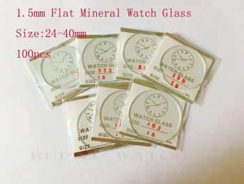 100buc 1,5 mm 25-40mm Plat Minerale Ceas Cristal/Sticlă de Bună Calitate, pentru fabricarea ceasurilor