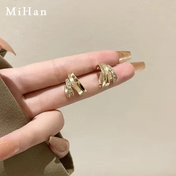 Mihan Trendy Bijuterii Argint 925 Ac Mic Hoop Cercei Cu Design Delicat Metal De Culoare De Aur Femei Cercei En-Gros