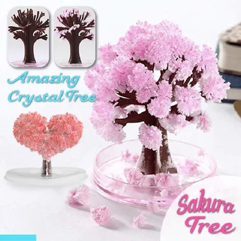 De Vânzare La Cald Magie În Creștere Hârtie Copac Sakura Cristal Copaci Desktop Cherry Blossom Jucării Flori Artificiale Decoratiuni Petrecere Consumabile
