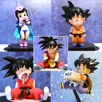 Anime Dragon Ball Figura Copilărie Son Goku Kuririn Chichi Model de Jucărie GK Dormit Scena Papusa Decor jucarii Cadou 10CM