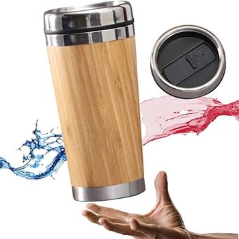 450ml de Bambus, Vacuum Cupa Pahare Interior din Oțel Inoxidabil Sticla de Apa Masina de Călătorie Cani Reuseable Pentru Cești de Cafea Drinkware