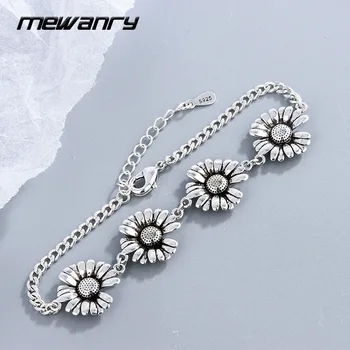 Mewanry Culoare Argintie Mici Daisy de Floarea-soarelui de Epocă Brățară Moda Elegant Petrecere Mireasa Bijuterii Cadouri pentru Femei