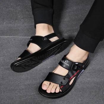 2021 Vara Sandale Din Piele Pentru Barbati Exterior Respirabil Pantofi De Plaja Si Flip-Flops Pantofi De Moda De Interior, Tobogane Om Acasa Tv Cu Papuci