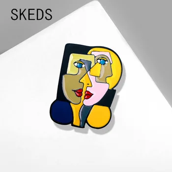 SKEDS Femei Creative Email Abstract Fata Brosa Arta Pictura Desene animate Despicare Ace de Rever Bages Îmbrăcăminte de Modă Haina Broșe