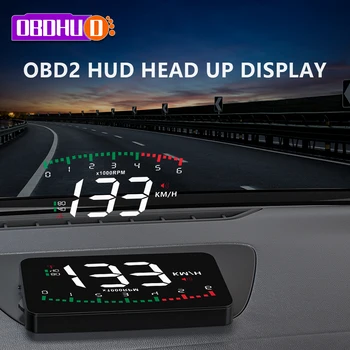 OBDHUD A900 3.5 Inch HUD Inteligent Depășirea vitezei de Avertizare Auto Parbriz Proiector OBD2 Digital Viteza Kilometraj Contor de Head Up Display