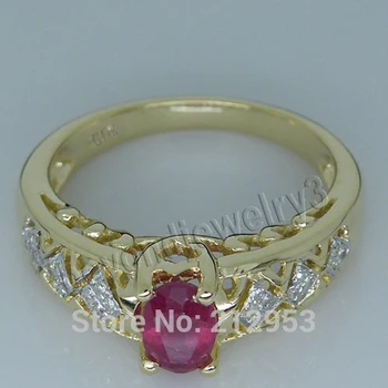 LANMI Oval 5x7mm Epocă Ruby Inel cu Diamant Solid Aur Galben 14Kt Bijuterii de Nunta Pentru Femei