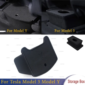 1Set Spate Consola centrala Tavă Organizator Flocking Cutie de Depozitare Caz Negru Accesorii ABS Pentru Tesla Model 3 Model Y Pentru Masina