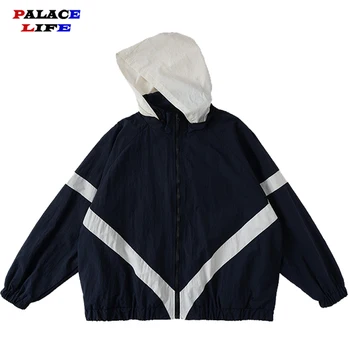 Oamenii Harajuku Mozaic Jachete Paltoane 2022 Moda A Lovit Culoarea Streetwear Vintage Windbreaker Coreean Casual Cu Gluga Bomber Jackets