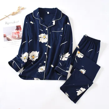 Stil japonez nouă de primăvară și de toamnă doamne din bumbac 100% pijama costum flori mici, cu mâneci lungi două piese de vara serviciu acasă