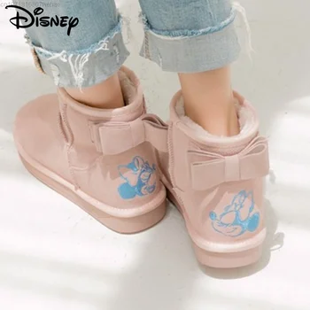 Disney Minnie Mouse Zăpadă Cizme Femei, Cizme De Moda Confortabil Cald Îngroșat De Mers Pe Jos De Sport Drumetii Scurte De Iarnă Pantofi Glezna