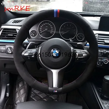 Albastru Inchis Rosu Marker Negru piele de Căprioară Capac Volan pentru BMW F33 428i 2015 F30 320d 328i 330i 2016 M3 M4 2014-2016