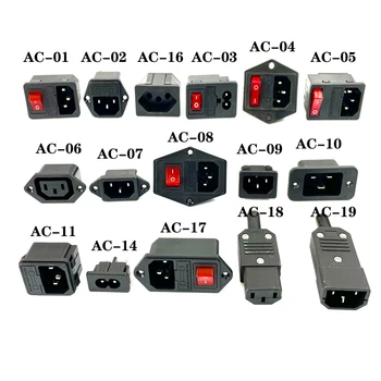 IEC320 C14 Electrice AC Mufa 3 pini LED roșu 250V Rocker Comutator de siguranță de 10A de sex feminin de sex masculin de admisie conector 2 pini soclu de montare