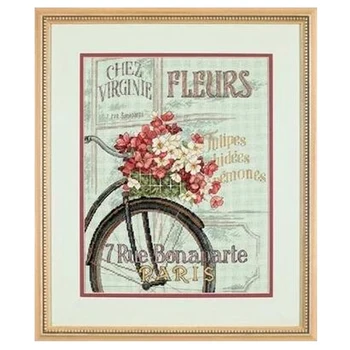 Amishop Livrare Gratuita Top De Calitate Minunat Numărat Goblen Kit Parizian De Biciclete Biciclete Paris Fleurs Dim 35195