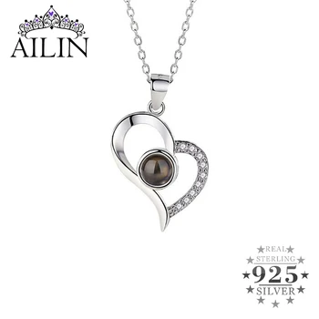 AILIN Personalizate din Argint 925 Proiecție Foto Colier pentru Femei cu Forma de Inima Personalizat Imagine Pandantiv Colier Iubitorii de Cadouri
