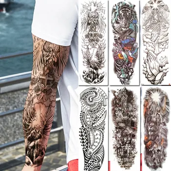 Brat Aripă De Înger Războinic Tatuaje Temporare Pentru Barbati Femei Impermeabil Tatuaj Fals Autocolante Corpul Picior De Artă Tigru Tatuaj Henna Hârtie