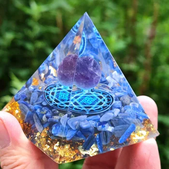 Orgon Piramida, Sfera de Cristal de Cuarț 60MM Energia Reiki de Vindecare Chakra Meditație Piramida Joasa Rășină bijuterii