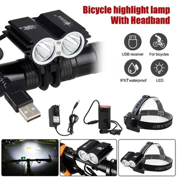 8000 de Lumeni T6 LED Biciclete Lumina 4 Moduri de Încărcare USB Frontal Ghidon Bicicleta Veioza 2 in 1 cu Bicicleta Far MTB Noapte de Echitatie Lumina