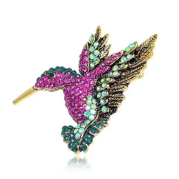 Noi, Creative Drăguț colorate diamant colibri brosa eșarfă de mătase cataramă accesorii de animale de pasăre broșe partid cadou