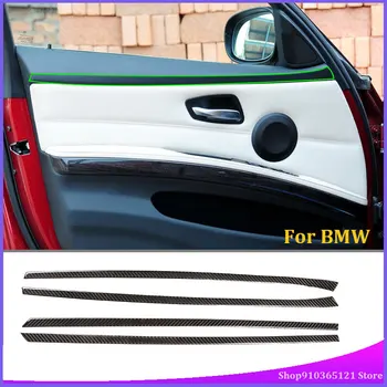 Pentru BMW Seria 3 2005-2012 Tapiterie Usi Benzi Decorative de Protecție Autocolante Real Fibra de Carbon (Moale) Mașină de Interior Accesorii