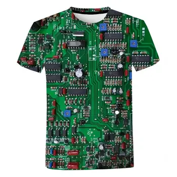 Noul Cip Electronic 3D T-shirt Calculator CPU Tipărite de Moda Casual, cu Maneci Scurte Barbati Femei Harajuku Streetwear Supradimensionat Tricou