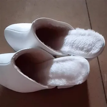 2021 Noi de Vara Lady Catâri Deget de la picior Închis Moda 10 CM Toc Papuci Femeie Blană de Iarna Saboți Sandale Casual Pantofi Negri Alb