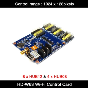 HD-W63 Singur & Culoare Dual USB / Wifi Display LED Controller Card ,capacitate de încărcare 1024 x 128 pixeli ,8 x HUB12 / 4 x HUB08