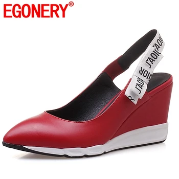 EGONERY Femei Pantofi Noi Subliniat Toe Banda Elastica Super Pene Mari Platformă Papion Roșu Și Negru în Afara Casual Doamnelor Pompe