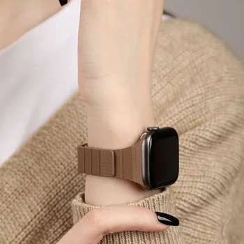Magnetic Curea din Piele Pentru Apple Watch Seria 7 SE 6 5 4 3 2 SmartWatch Femeie Banda Pentru iWatch 45mm 41mm 40mm 44mm 38mm 40mm
