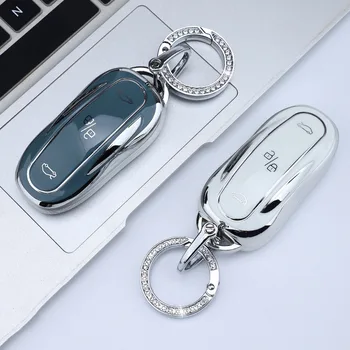 TPU moale Auto Key Fob Caz Acoperire Pentru Tesla Model 3 X S Y Accesorii Auto Key Fob Titular Cu Diamant Breloc