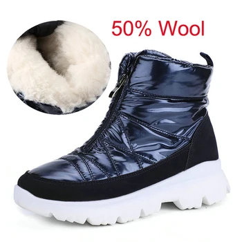 Noi 2021 Femei cizme de iarna scurte stil 50% lana naturala cizme non-alunecare rezistent la apa, zapada ghete femei de moda cizme glezna