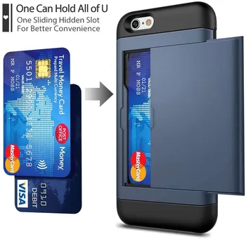 Ușă glisantă Buzunar Ascuns Sloturi pentru Carduri Anti-Zero Caz Pentru iPhone 5 5s SE Acoperi Caz Pentru iPhone se 2016 5 5G 5s 4.0